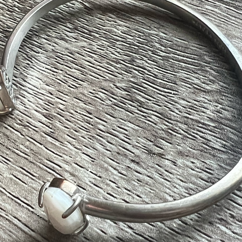 Kendra Scott signed silver Cuff Bracelet with White Stones - Picture 11 of 12
